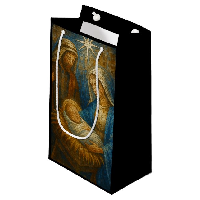 Bolsa De Regalo Pequeña Nativity Stained Glass Mosaic | Holy Family  (Angulo Anverso)