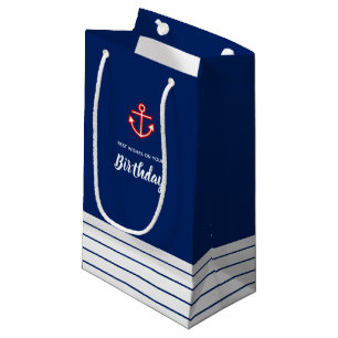 Bolsa De Regalo Pequeña Nautical Marine Anchor blanco Cumpleaños