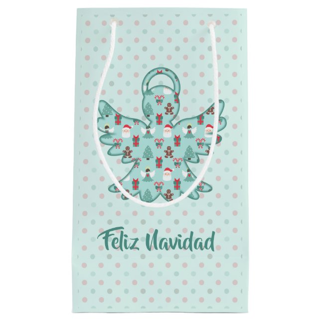 Bolsa De Regalo Pequeña Navidad Angel Cutout (Anverso)