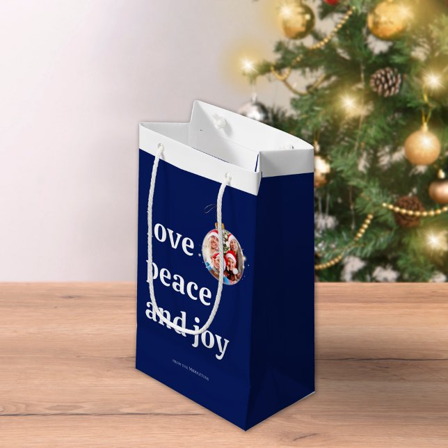 Bolsa De Regalo Pequeña Navidad Azul Foto Familiar Amor Paz Alegría Fiesta (Subido por el creador)