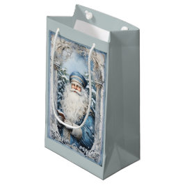 Bolsa De Regalo Pequeña Navidad azul pálido y padre blanco