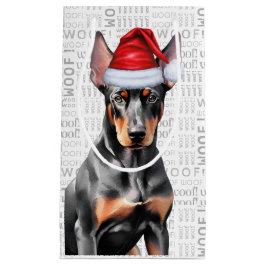 Bolsa De Regalo Pequeña Navidad con Doberman elegante y divertido