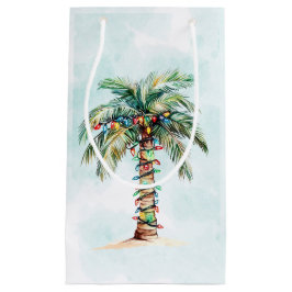 Bolsa De Regalo Pequeña Navidad Costera con Palmeras