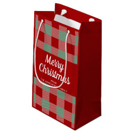 Bolsa De Regalo Pequeña Navidad Cuadro Escocés Rojo Y Verde Rústico