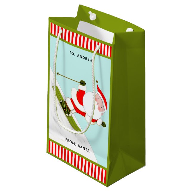 Bolsa De Regalo Pequeña Navidad de esquí (Angulo Anverso)