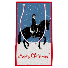 Bolsa De Regalo Pequeña Navidad del caballo del Dressage Nevado