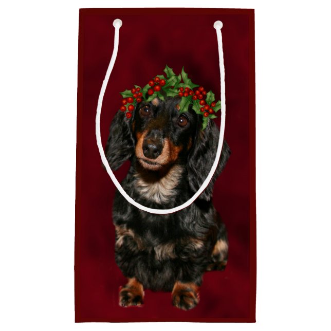 Bolsa De Regalo Pequeña Navidad del Dachshund (Anverso)