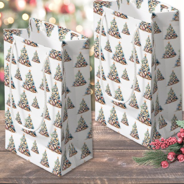 Bolsa De Regalo Pequeña Navidad en la playa (Beach Shell Christmas Tree Small Gift Bag)