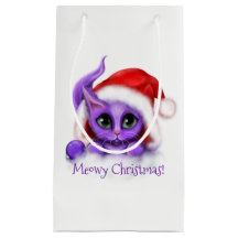Navidad púrpura de Meowy del gatito del día de