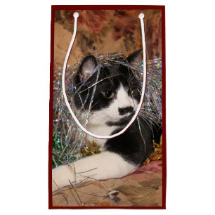 Bolsa De Regalo Pequeña Navidad travieso del gatito del smoking