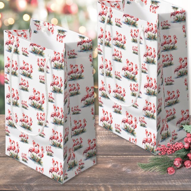 Bolsa De Regalo Pequeña Navidad Tropical (Flamingo Tropical Christmas Small Gift Bag)
