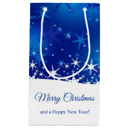 Bolsa De Regalo Pequeña Navidades Blue Winter Snowflakes