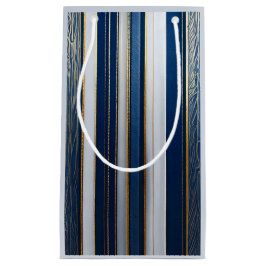 Bolsa De Regalo Pequeña Navidades Blues Stripes Blue White Gold