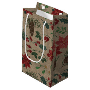 Bolsa De Regalo Pequeña Navidades botánicos tradicionales