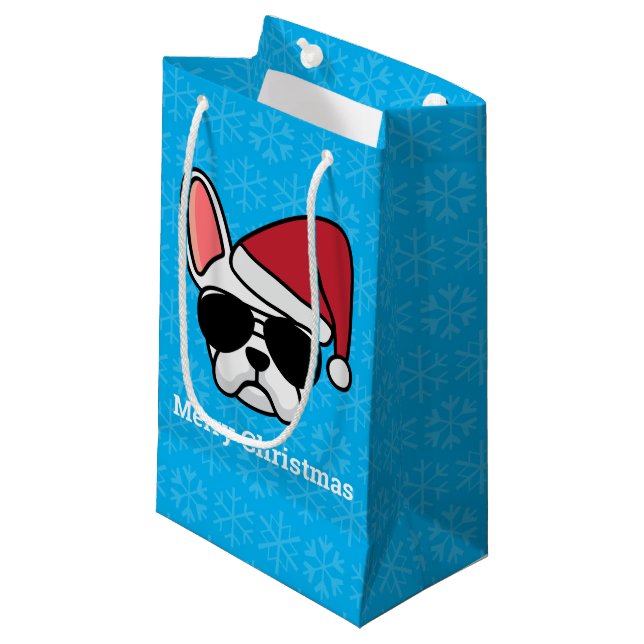 Bolsa De Regalo Pequeña Navidades Bulldog blanco francés pequeña bolsa de  (Angulo Anverso)