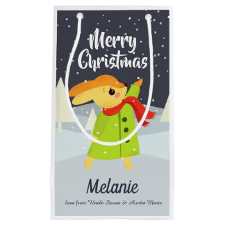 Bolsa De Regalo Pequeña Navidades Bunny atrapando copos de nieve dulces