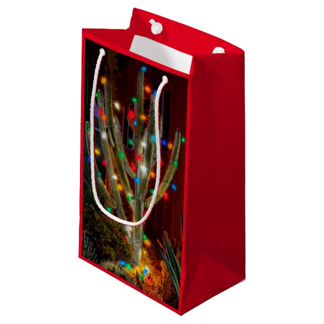 Bolsa De Regalo Pequeña Navidades Cactus con luces brillantes (Angulo Anverso)