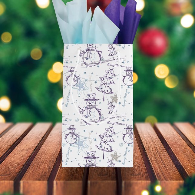 Bolsa De Regalo Pequeña Navidades con mano morada arrastran nieve (Subido por el creador)