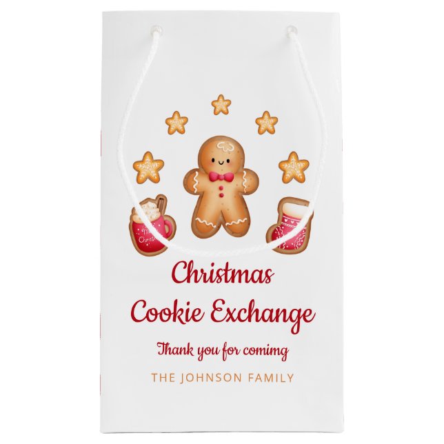 Bolsa De Regalo Pequeña Navidades Cookie Exchange Cute Gingerbread Man (Reverso)