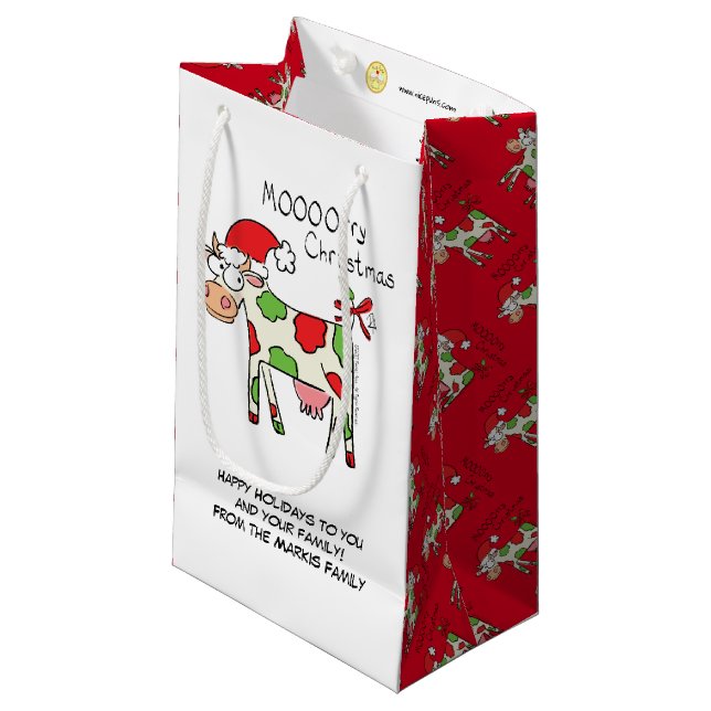 Bolsa De Regalo Pequeña Navidades Cow Funny Personalizados Kids (Angulo Anverso)