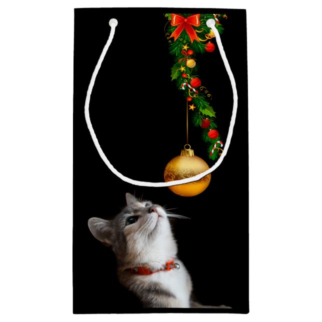 Bolsa De Regalo Pequeña Navidades curiosos gatitos (Reverso)