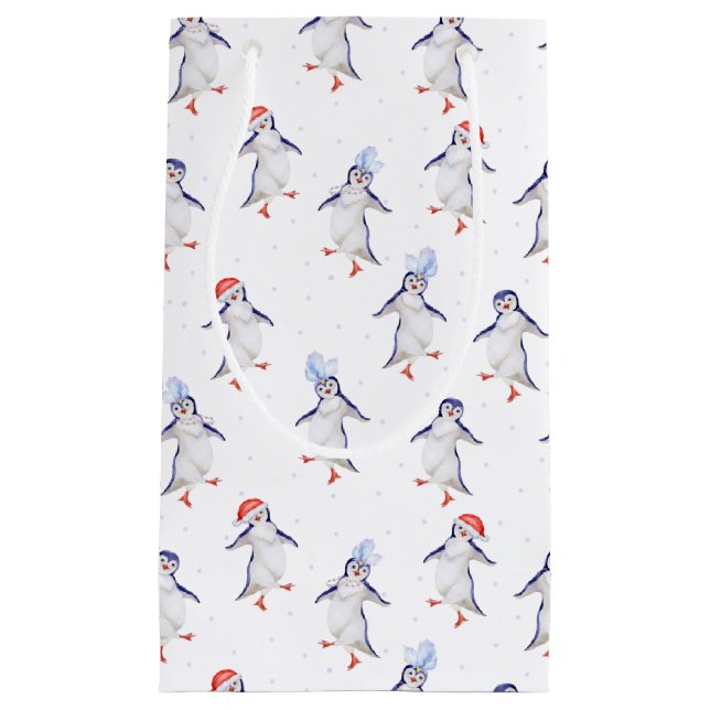 Bolsa De Regalo Pequeña Navidades Cute Dancing Penguins Patrón Pequeño Reg (Anverso)