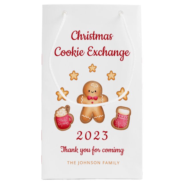 Bolsa De Regalo Pequeña Navidades Cute Gingerbread Man Cookie Exchange (Reverso)