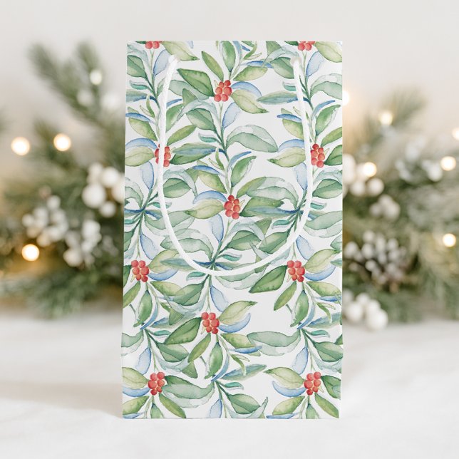 Bolsa De Regalo Pequeña Navidades de acuarela Botánicos (Festive gift bags xmas watercolor botanicals)