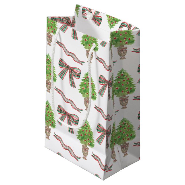 Bolsa De Regalo Pequeña Navidades de acuarela de barro y topiario (Angulo Anverso)