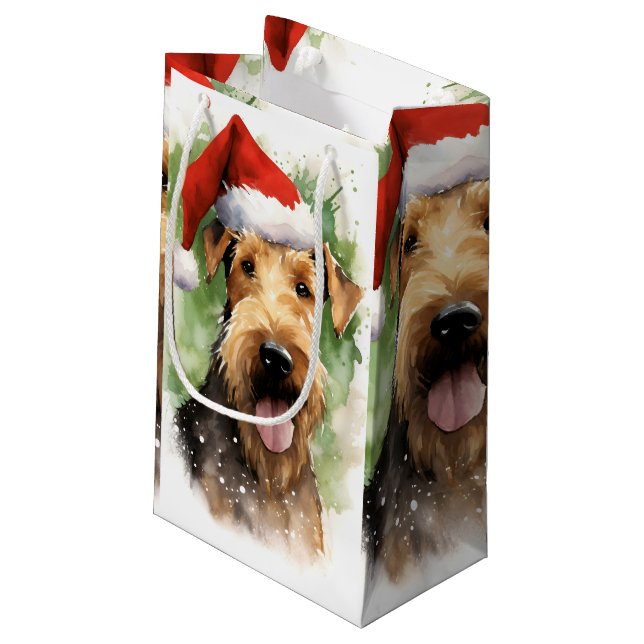 Bolsa De Regalo Pequeña Navidades de Airedale Terrier pinchan obras de art (Angulo reverso)