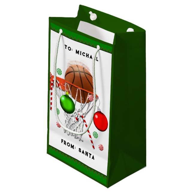 Bolsa De Regalo Pequeña Navidades de baloncesto de vacaciones (Angulo Anverso)