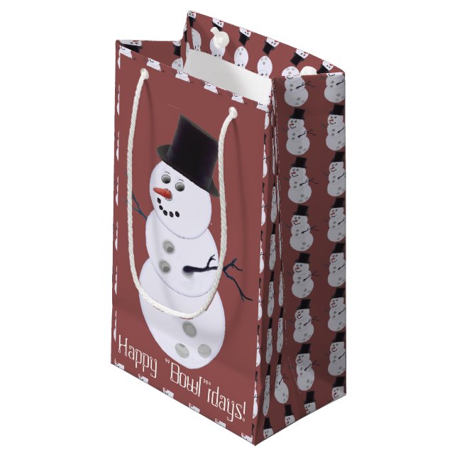 Bolsa De Regalo Pequeña Navidades de Bowling Ball Snowman (Angulo Anverso)