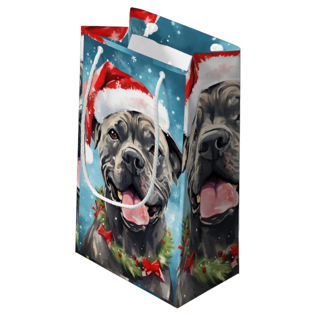 Bolsa De Regalo Pequeña Navidades de Cane Corso pinchan arte (Angulo reverso)