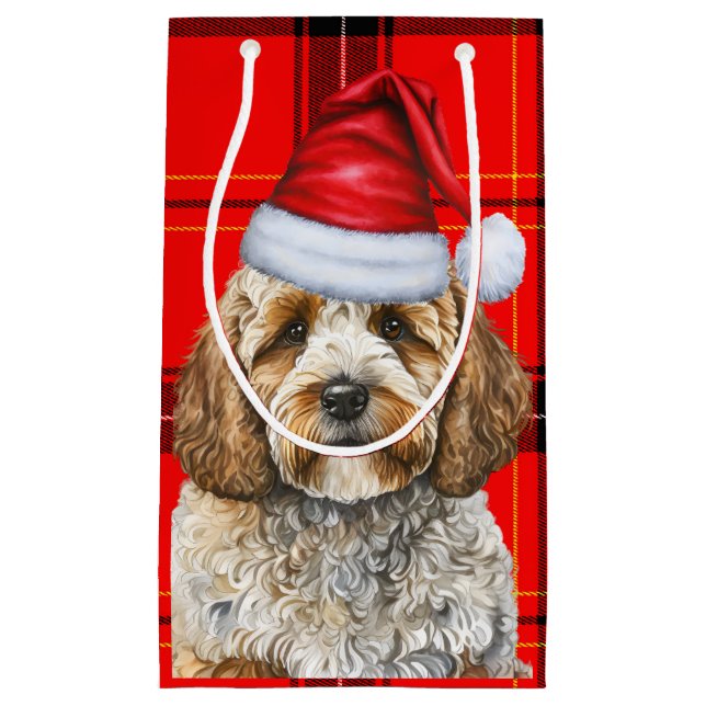 Bolsa De Regalo Pequeña Navidades de Cockapoo Dog Red Holiday (Anverso)