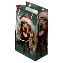 Bolsa De Regalo Pequeña Navidades de Cocker Spaniel pincel de arte
