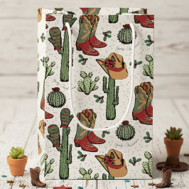 Bolsa De Regalo Pequeña Navidades de Cowboy occidentales rojo y verde