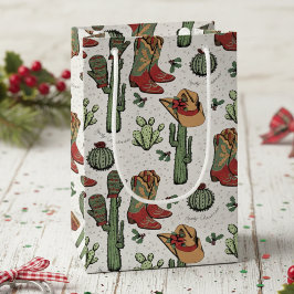 Bolsa De Regalo Pequeña Navidades de Cowboy occidentales rojo y verde