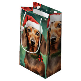 Bolsa De Regalo Pequeña Navidades de Dachshund pinchan arte