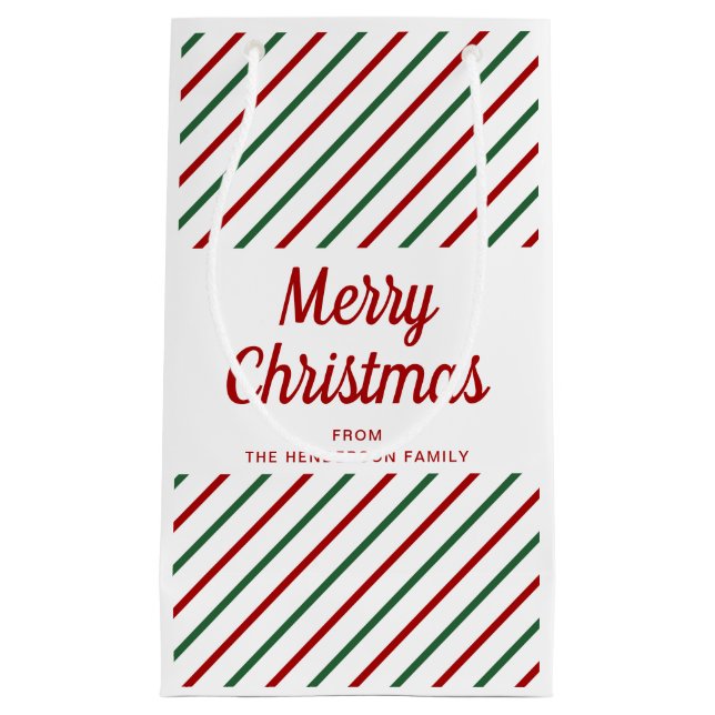 Bolsa De Regalo Pequeña Navidades De Festividades De Las Estripas Rojas Y  (Anverso)