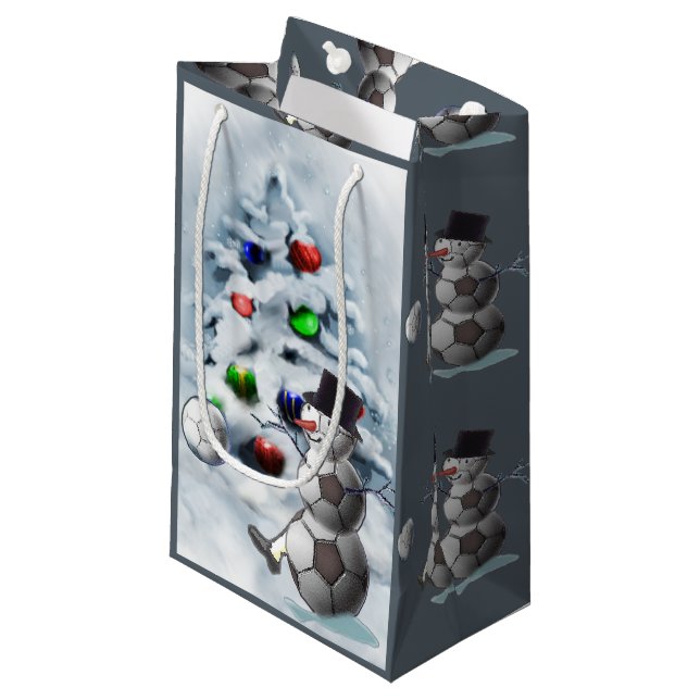 Bolsa De Regalo Pequeña Navidades de fútbol Snowman (Angulo Anverso)