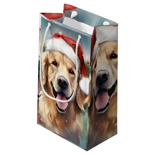 Bolsa De Regalo Pequeña Navidades de Golden Retriever pinchan arte (Angulo reverso)