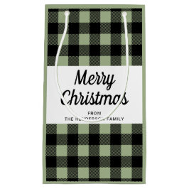 Bolsa De Regalo Pequeña Navidades de Green Plaid de Sage Moderno
