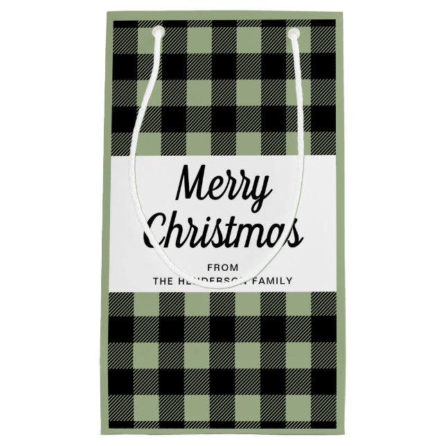 Bolsa De Regalo Pequeña Navidades de Green Plaid de Sage Moderno (Anverso)