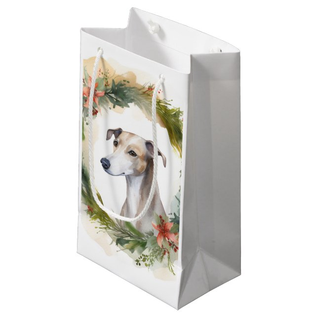 Bolsa De Regalo Pequeña Navidades de Greyhound Wreath Festimes Pup (Angulo Anverso)