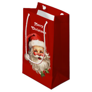 Bolsa De Regalo Pequeña Navidades de Holly Jolly Santa Claus Retro
