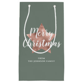 Bolsa De Regalo Pequeña Navidades de la estrella del oro del Rosa verde sa