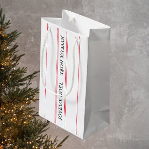 Bolsa De Regalo Pequeña Navidades de la franja roja Joyeux Noël