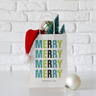 Bolsa De Regalo Pequeña Navidades de la tipografía colorida