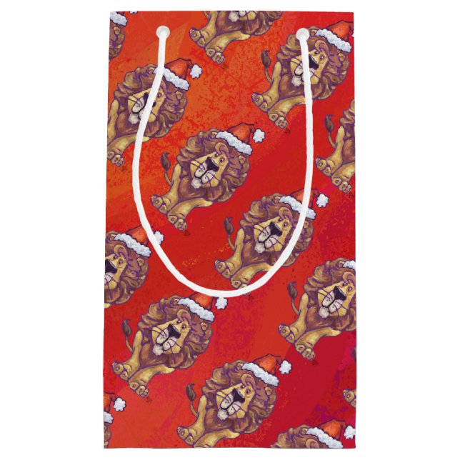 Bolsa De Regalo Pequeña Navidades De León En Rojo (Anverso)