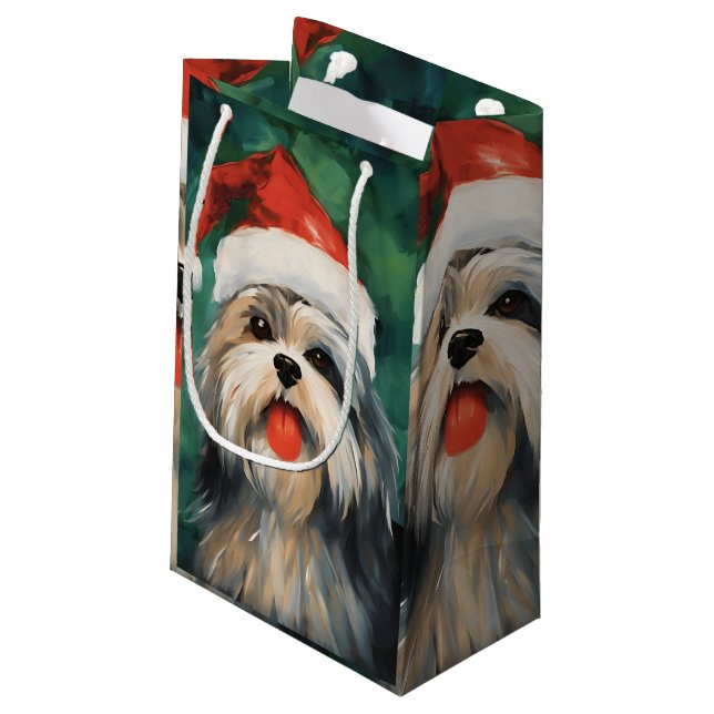Bolsa De Regalo Pequeña Navidades de Lhasa Apso pinchan arte (Angulo reverso)